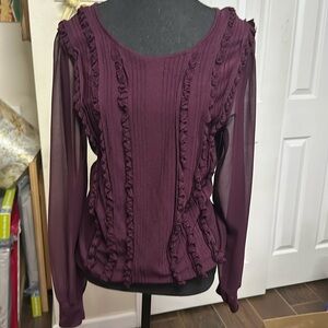 Beaut burgundy long sleeve blouses